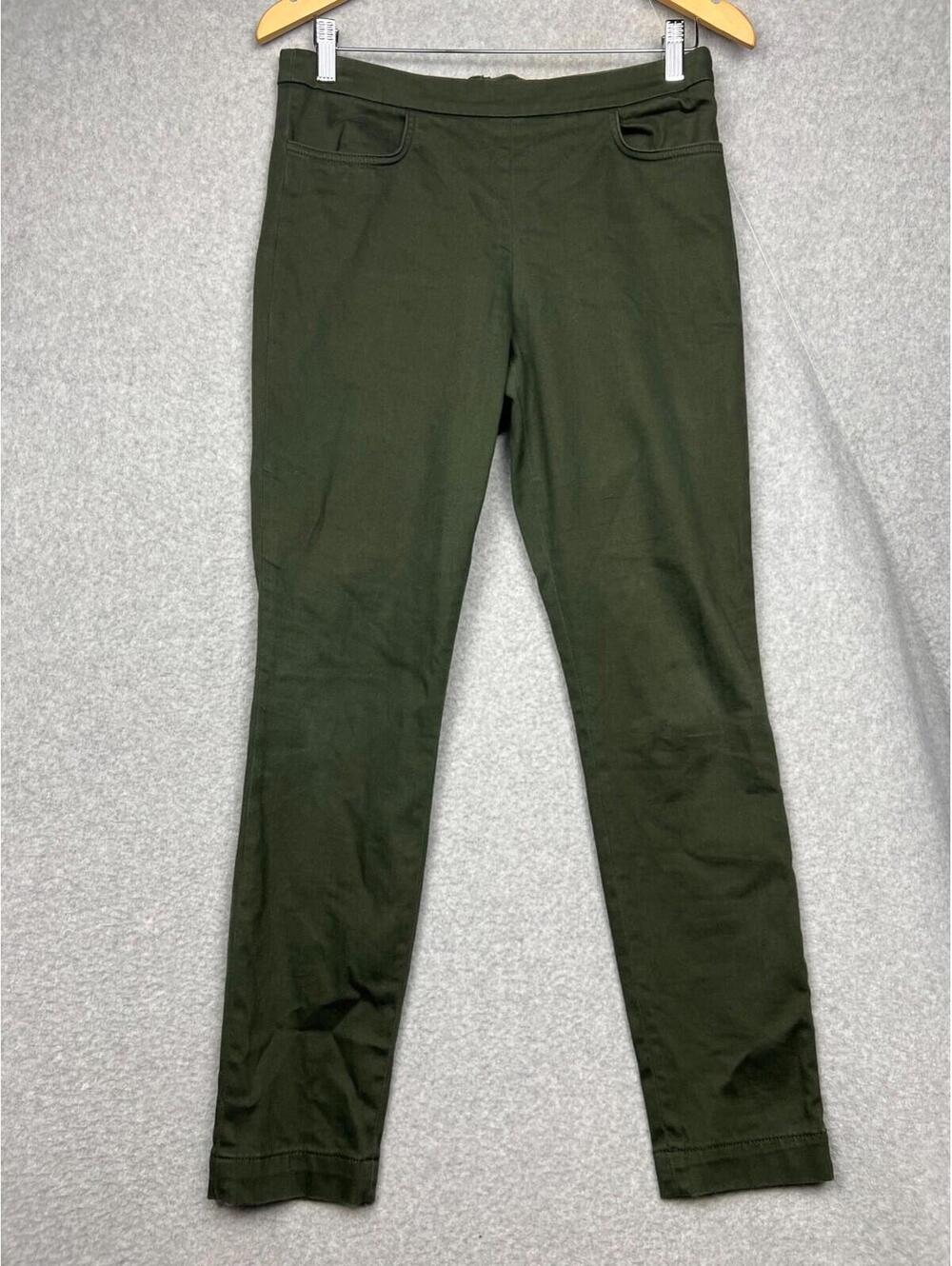 J Crew Pull On Ankle Pants Womens 6 Green Mid-Rise Pockets Back Zip